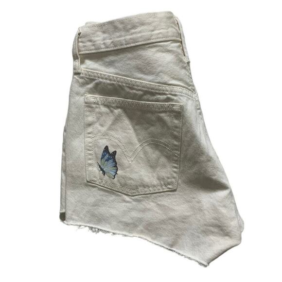Levi's 501 Jean Shorts ButterflyPrint Raw Hem Women's Size 27 Button Fly New - Picture 9 of 14